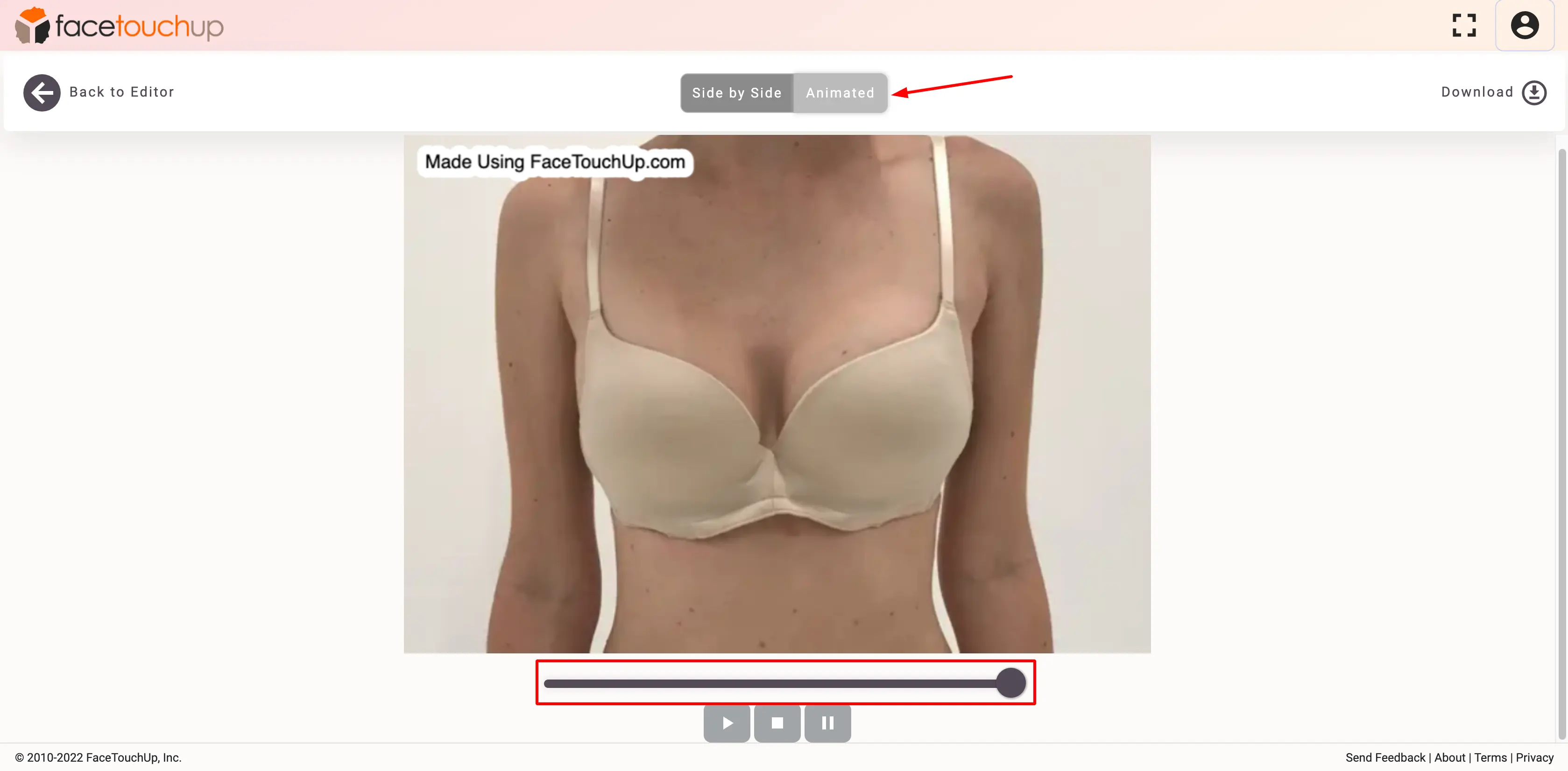 FaceTouchUp breast augmentation simulator - Step 18: Export breast augmentation results