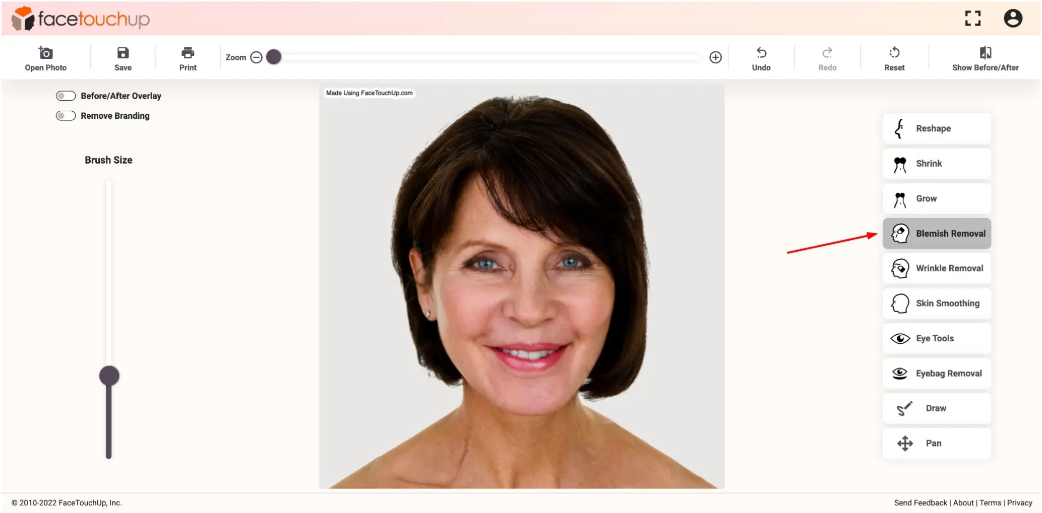FaceTouchUp face lift simulator - Step 6: Reduce jowl appearance